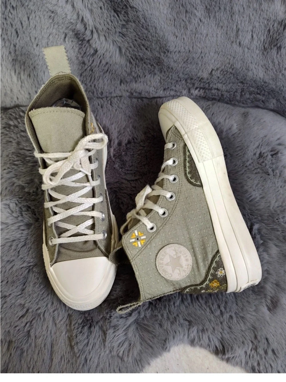 Chuck Taylor All Star Lift Platform Women Sneaker 6 Green Autumn Embroidery Shoe